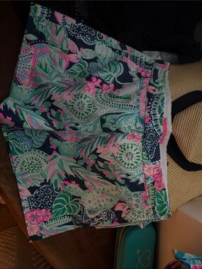 LFloral Print Shorts in Navy, Pink & Green